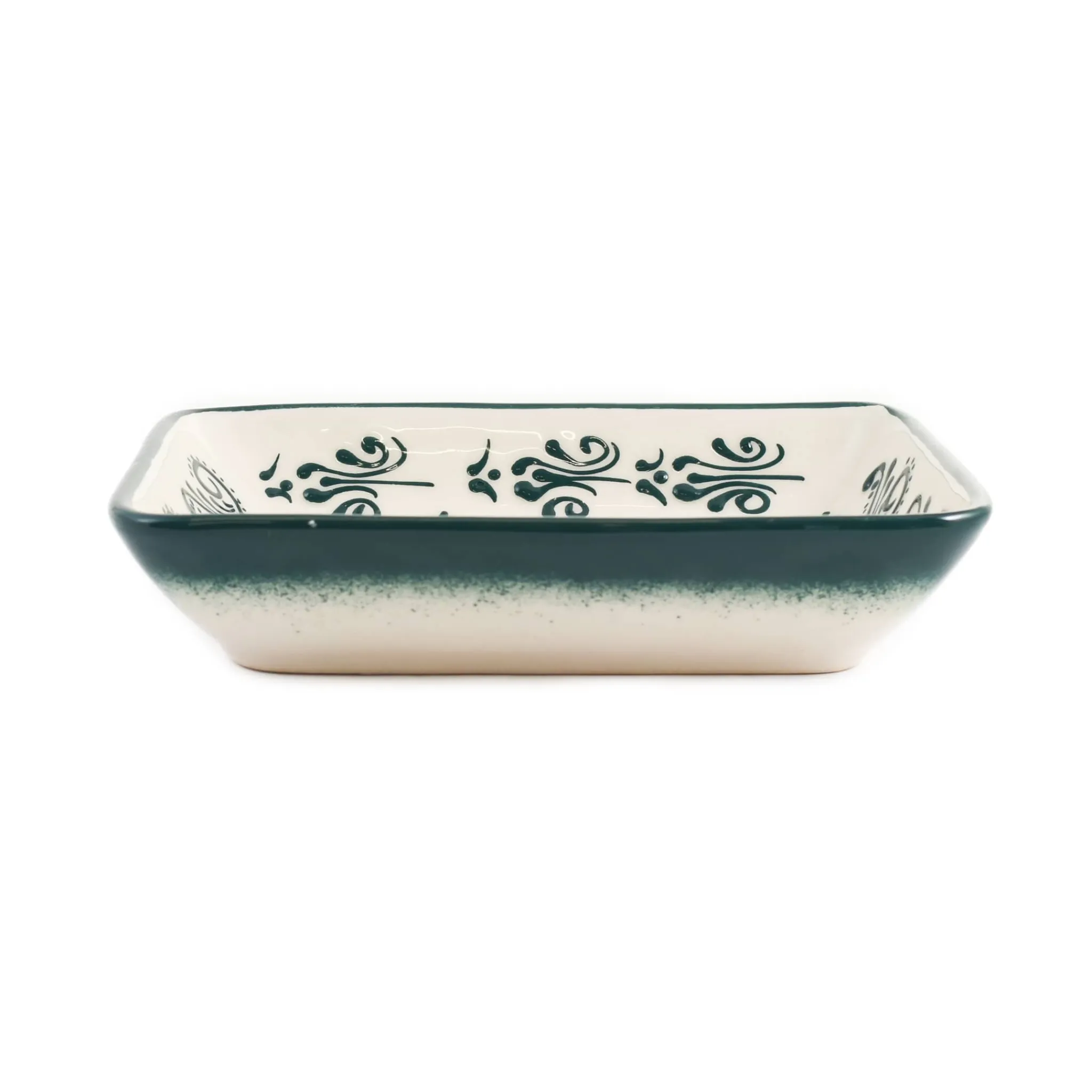 Sale Yesil Ve Beyaz Boyali Rectangular Serving Dish, 18x13cm Tableware Brands