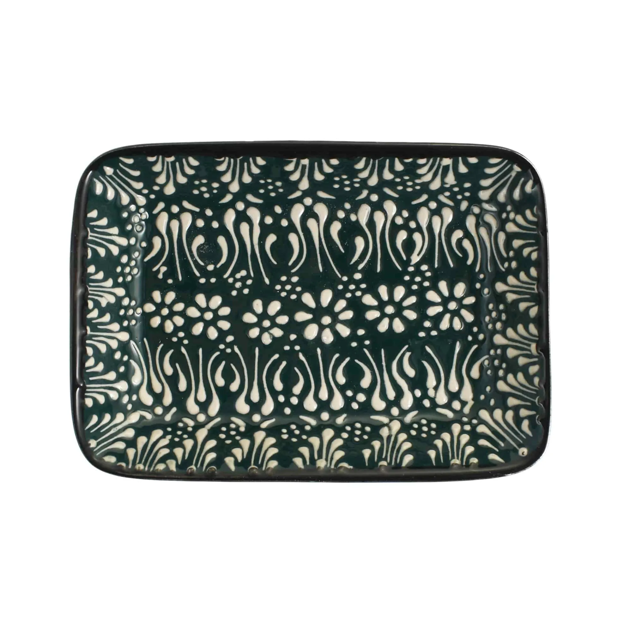Online Yesil Ve Beyaz Boyali Rectangular Serving Dish, 16x11.5cm Tableware Brands|Serveware