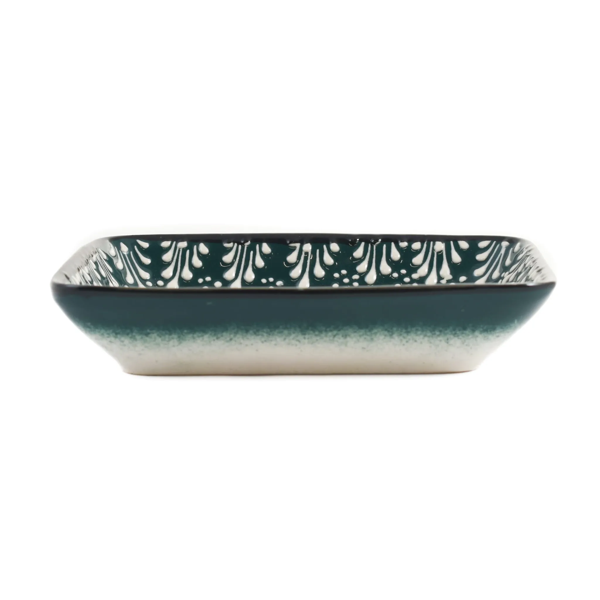 Online Yesil Ve Beyaz Boyali Rectangular Serving Dish, 16x11.5cm Tableware Brands|Serveware