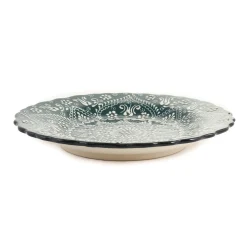 Hot Yesil Ve Beyaz Boyali Wavy Dinner Plate, 26.5cm Tableware Brands|Plates