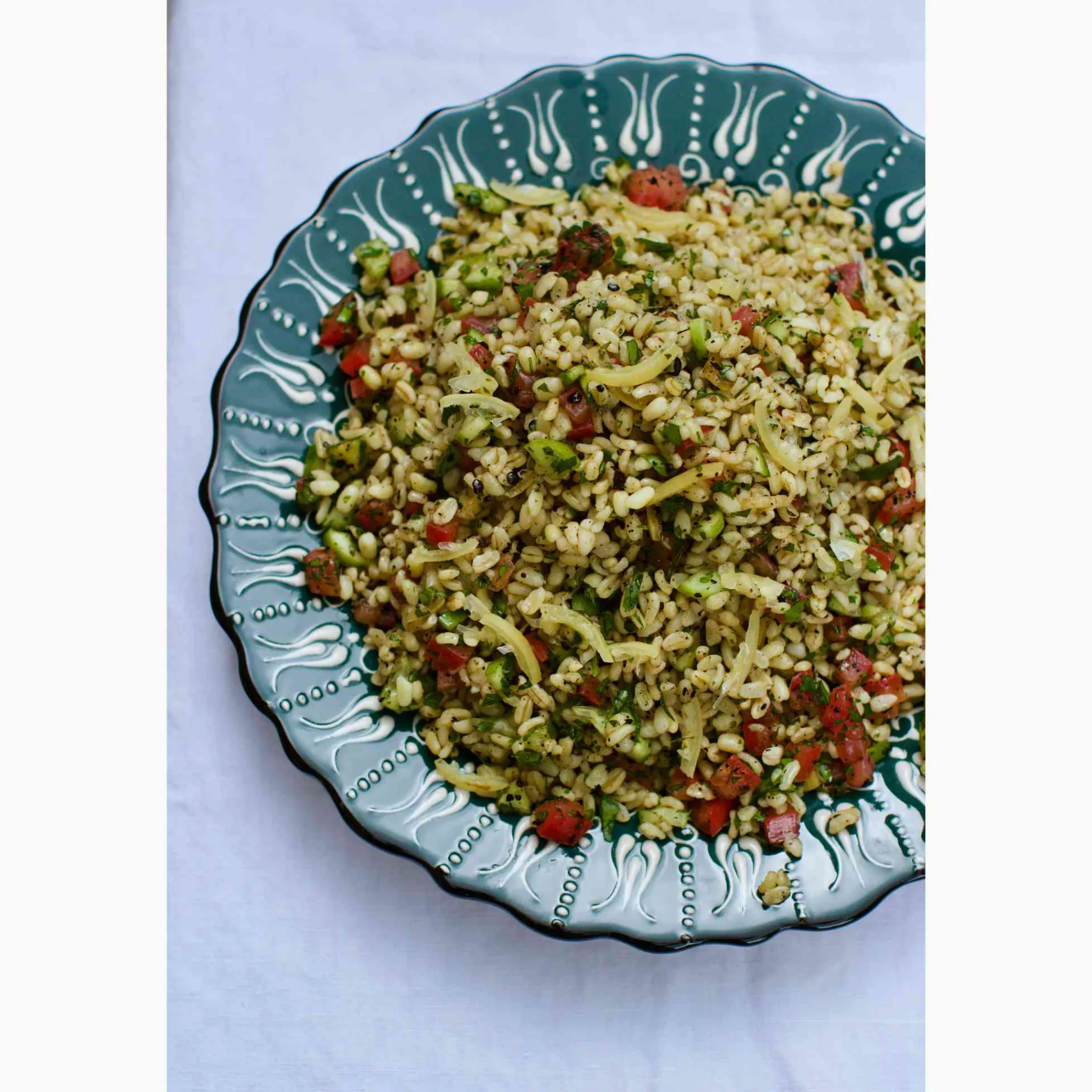 Hot Yesil Ve Beyaz Boyali Wavy Dinner Plate, 26.5cm Tableware Brands|Plates