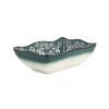 Sale Yesil Ve Beyaz Boyali Wavy Edge Snack Dish, 13.5cm Tableware Brands