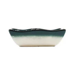 Sale Yesil Ve Beyaz Boyali Wavy Edge Snack Dish, 13.5cm Tableware Brands