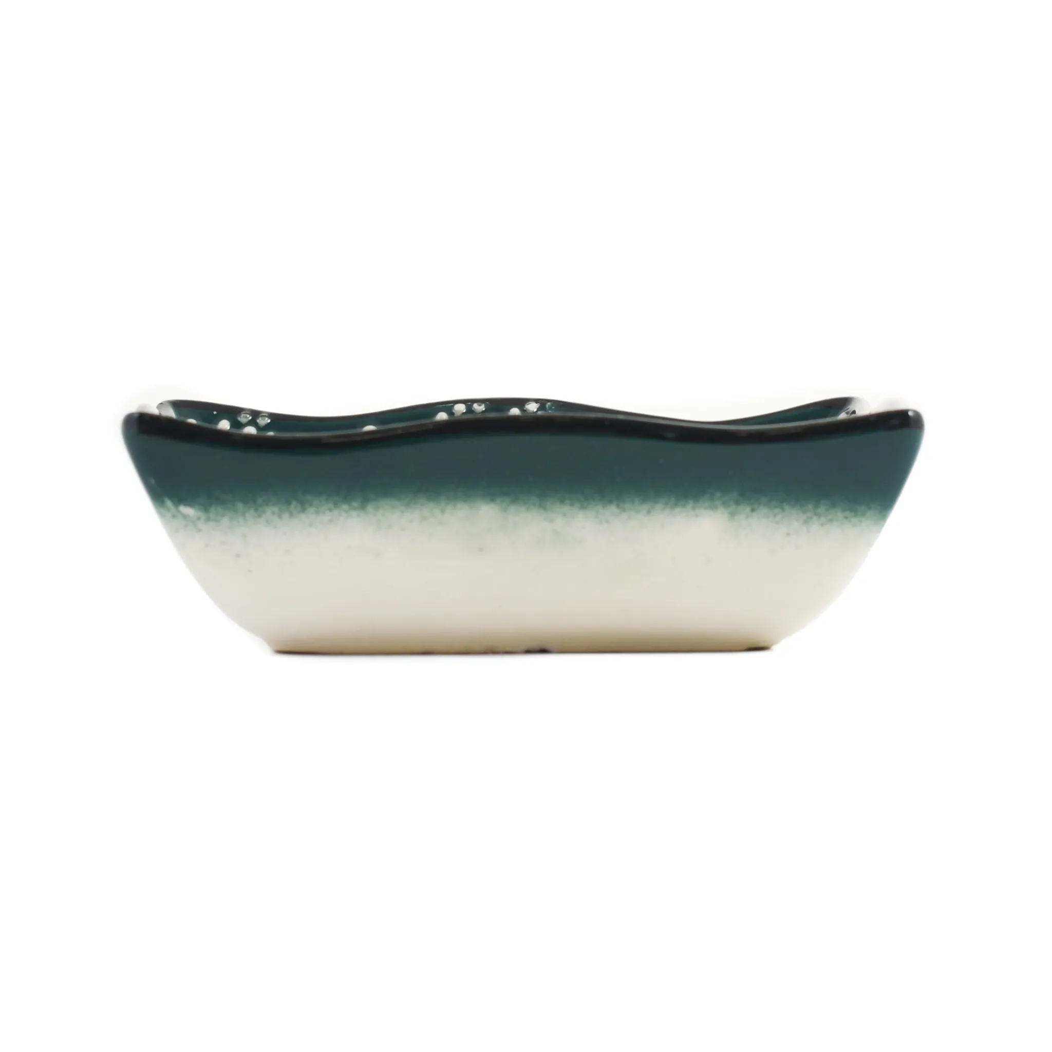 Sale Yesil Ve Beyaz Boyali Wavy Edge Snack Dish, 13.5cm Tableware Brands