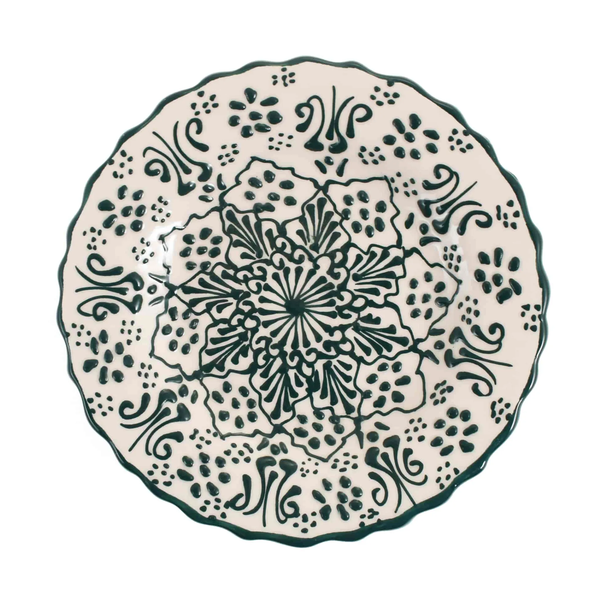 Clearance Yesil Ve Beyaz Boyali Wavy Side Plate, 19cm Tableware Brands|Plates