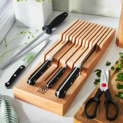Sale Beechwood 12 Slot Knife Storage Kitchen Knives